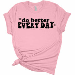 Womens Do Better Every Day Shirt Retro T-Shirt Groovy Graphic Tees Letter Print Vintage Summer Tops