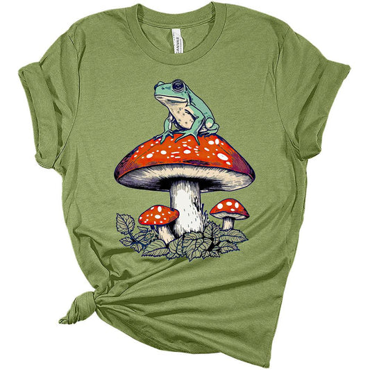 Cottagecore Frog On Mushroom T-Shirt