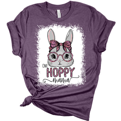 Womens One Hoppy Mama Easter Bunny Shirt Mom Easter T Shirts Cute Graphic Tees