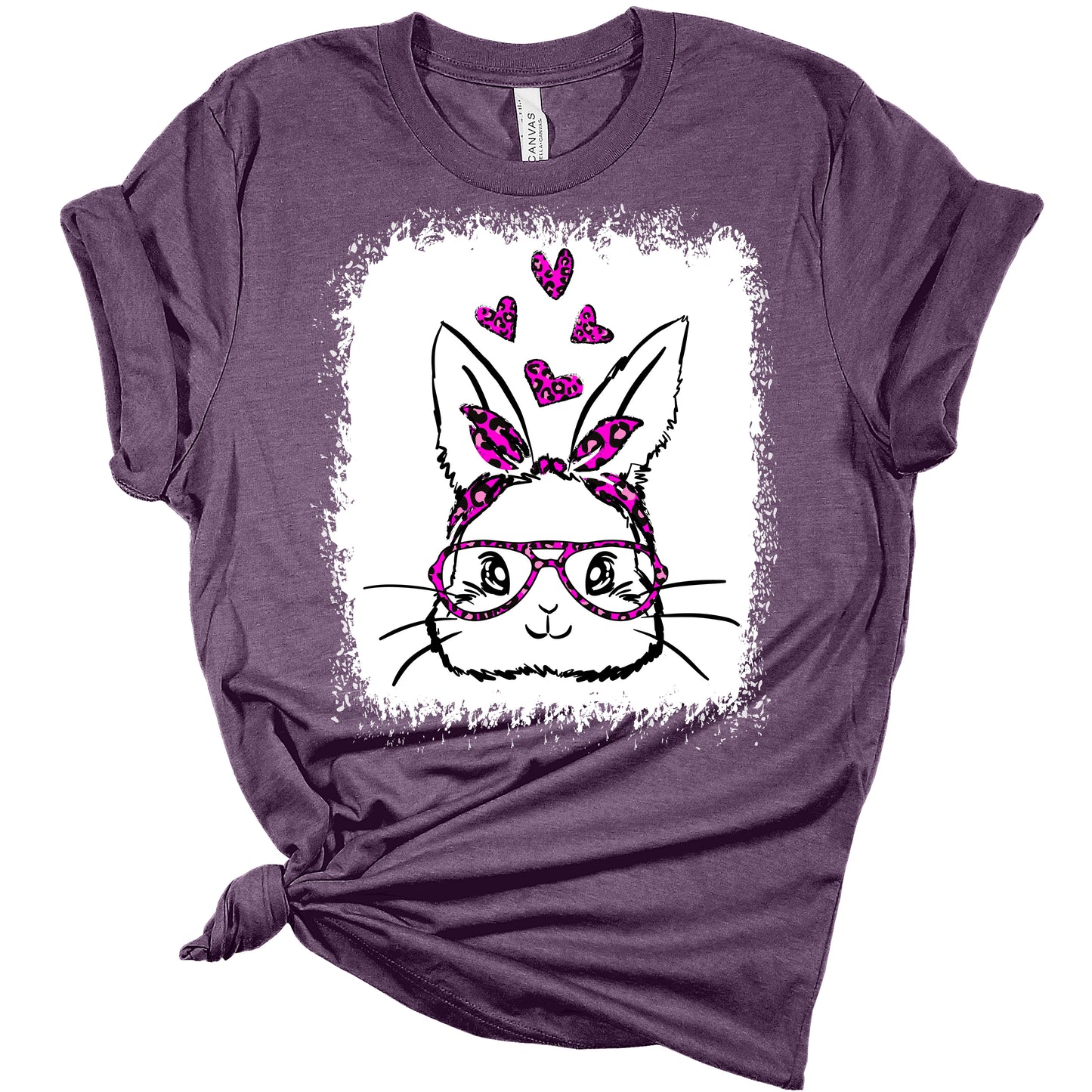 Womens Easter Bunny Face with Glasses Shirt Cute Easter T Shirts Funny Graphic Tees