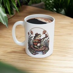 Frog With Hat Playing The Guitar On A Rock Coffee Mug