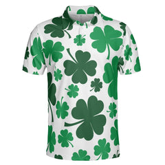 St. Patrick's Green Irish Clover Polo Shirts For Men