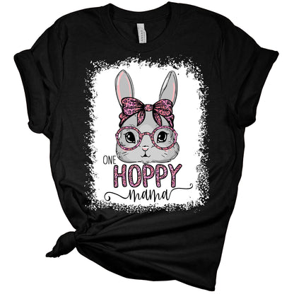 Womens One Hoppy Mama Easter Bunny Shirt Mom Easter T Shirts Cute Graphic Tees