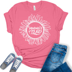 Women's Sunflower T Shirt Summer Squad Top Casual Graphic Plus Size Tee