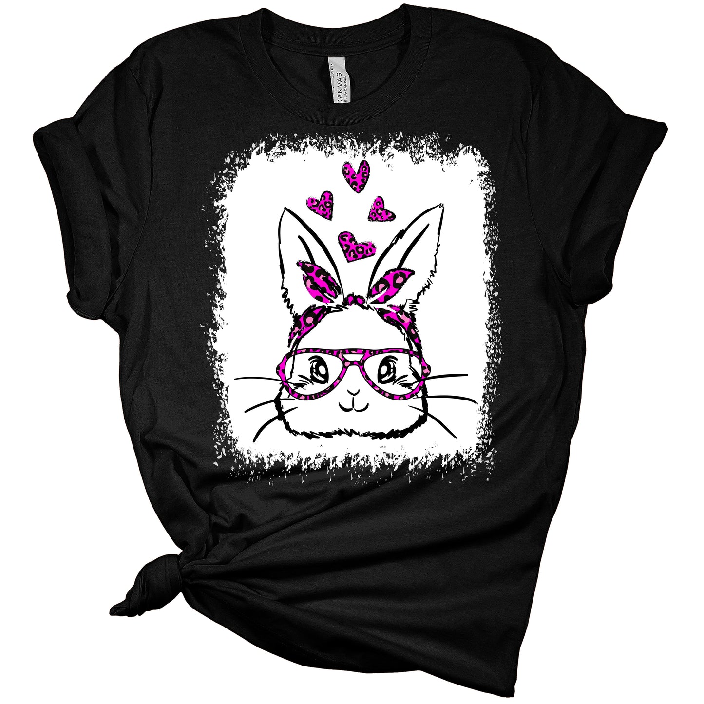 Womens Easter Bunny Face with Glasses Shirt Cute Easter T Shirts Funny Graphic Tees