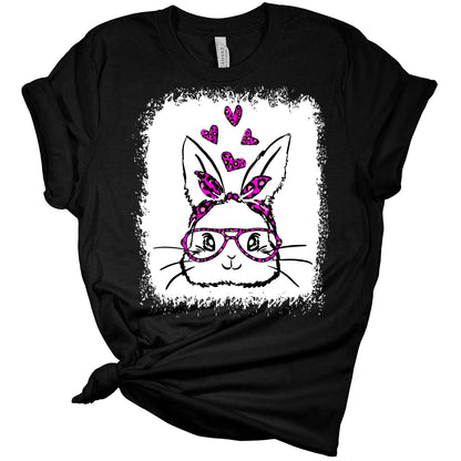 Womens Easter Bunny Face with Glasses Shirt Cute Easter T Shirts Funny Graphic Tees