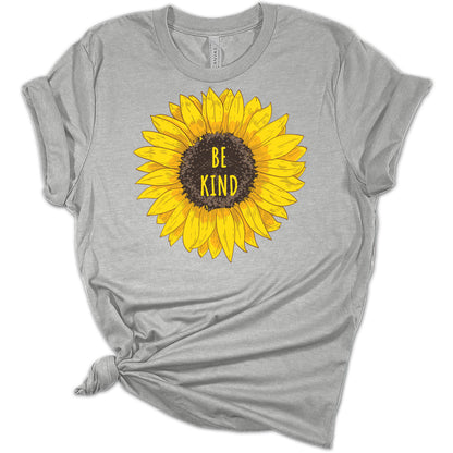 Women's Graphic Shirt Be Kind Sunflower Bella Short Sleeve Summer T-Shirt