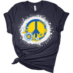 Support Ukraine Shirt Peace Sign Ukraine Flag Women's Graphic Bella T-Shirt