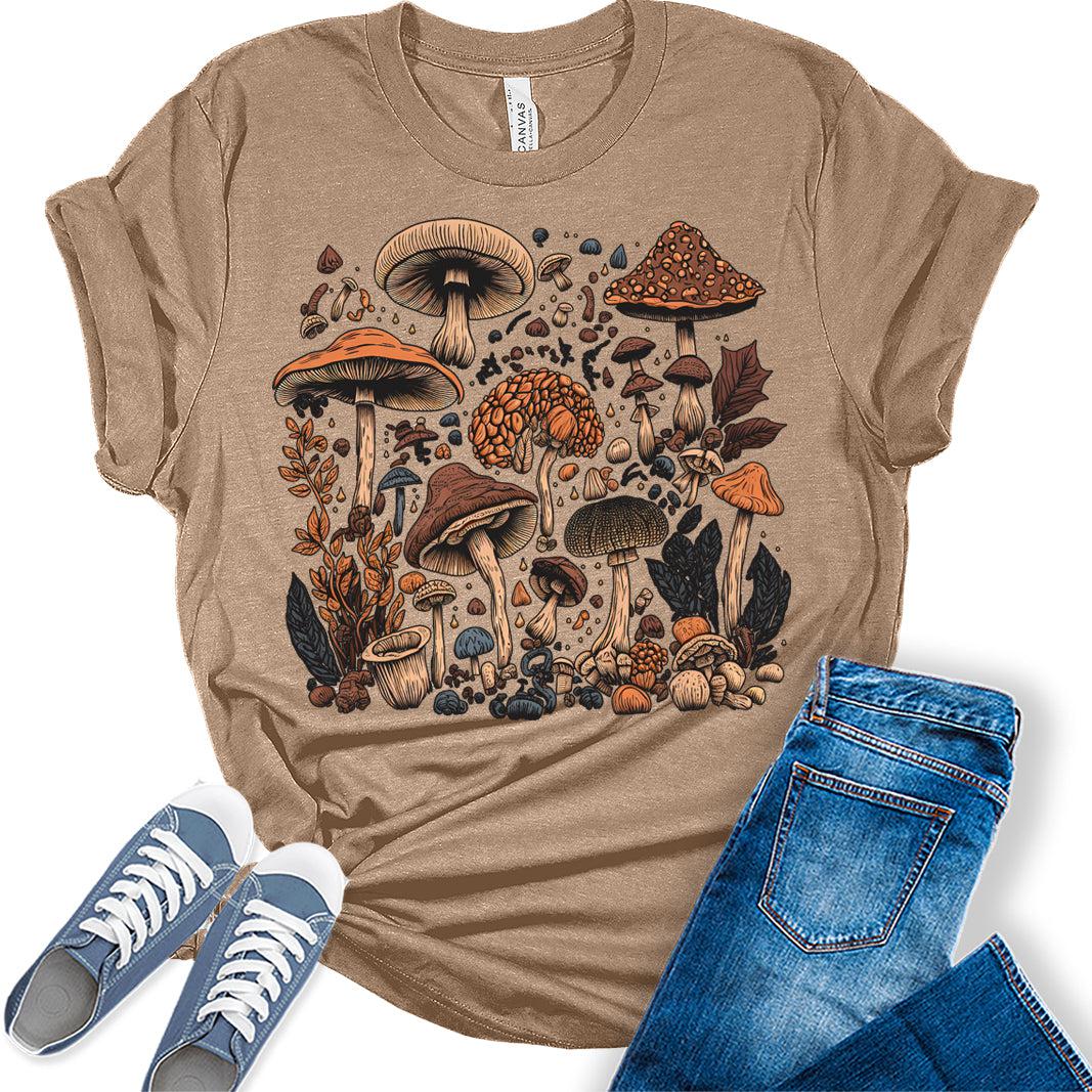 Mushroom Shirt Womens Cottagecore Shirts Cute Mushroom Clothes Graphic Aesthetic T-Shirt