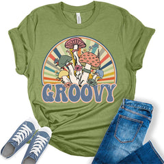 Groovy Mushroom Shirt Womens Cottagecore Aesthetic T-Shirt