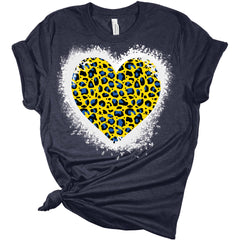 Support Ukraine Shirt Love Ukraine Heart Women's Graphic Bleach Print T-Shirt