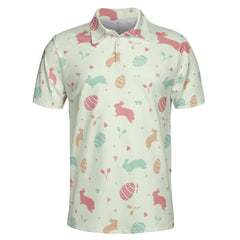 Mens Polo Easter Egg Golf Shirt Bunny Rabbit Moisture Wicking Short Sleeve Polo Shirt