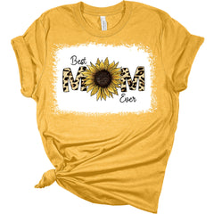 Women's Best Mom Ever Bleach Leopard Print T-Shirt