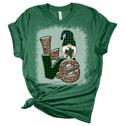 Love Gnome Clover St. Patrick's Day Women's Bella T-Shirt