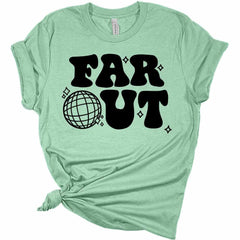 Womens Far Out Shirt Retro T-Shirt Groovy Graphic Tees Letter Print Vintage Summer Tops