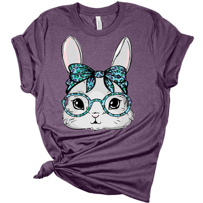 Womens Easter Bunny Blue Glasses Shirt Cute Easter T Shirts Funny Graphic Tees