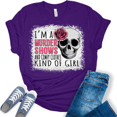 I'm A Murder Shows Kind Of Girl Women's Graphic Bleach Print Bella T-Shirt