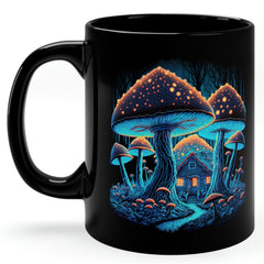 Mushroom Coffee Mug Cottagecore Blue Forest Cabin