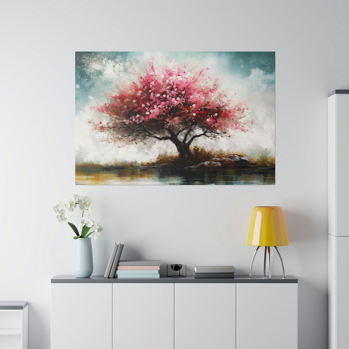 Cherry Blossom Art-Abstract Picture Canvas Print Wall Painting Modern Artwork Canvas Wall Art for Living Room Home Office Décor