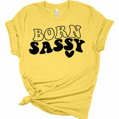 Womens Born Sassy Shirt Retro T-Shirt Groovy Graphic Tees Letter Print Vintage Summer Tops