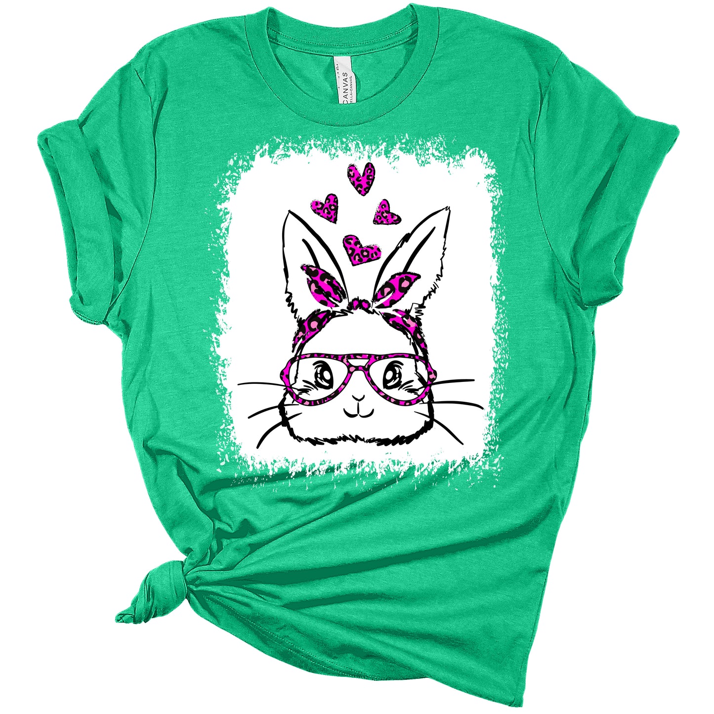 Womens Easter Bunny Face with Glasses Shirt Cute Easter T Shirts Funny Graphic Tees