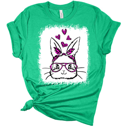 Womens Easter Bunny Face with Glasses Shirt Cute Easter T Shirts Funny Graphic Tees