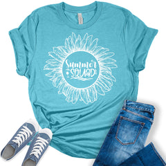 Women's Sunflower T Shirt Summer Squad Top Casual Graphic Plus Size Tee