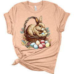 Womens Easter Bunny Shirt Cute Rabbit Basket T Shirts Easter Graphic Tees