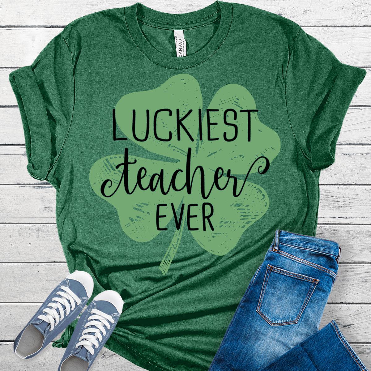 Luckiest Teacher Ever Four Leaf Clover St. Patrick's Day Women's T-Shirt