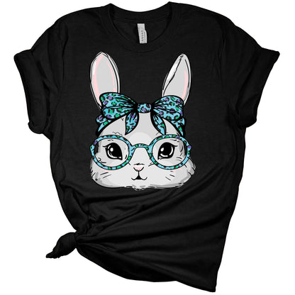 Womens Easter Bunny Blue Glasses Shirt Cute Easter T Shirts Funny Graphic Tees