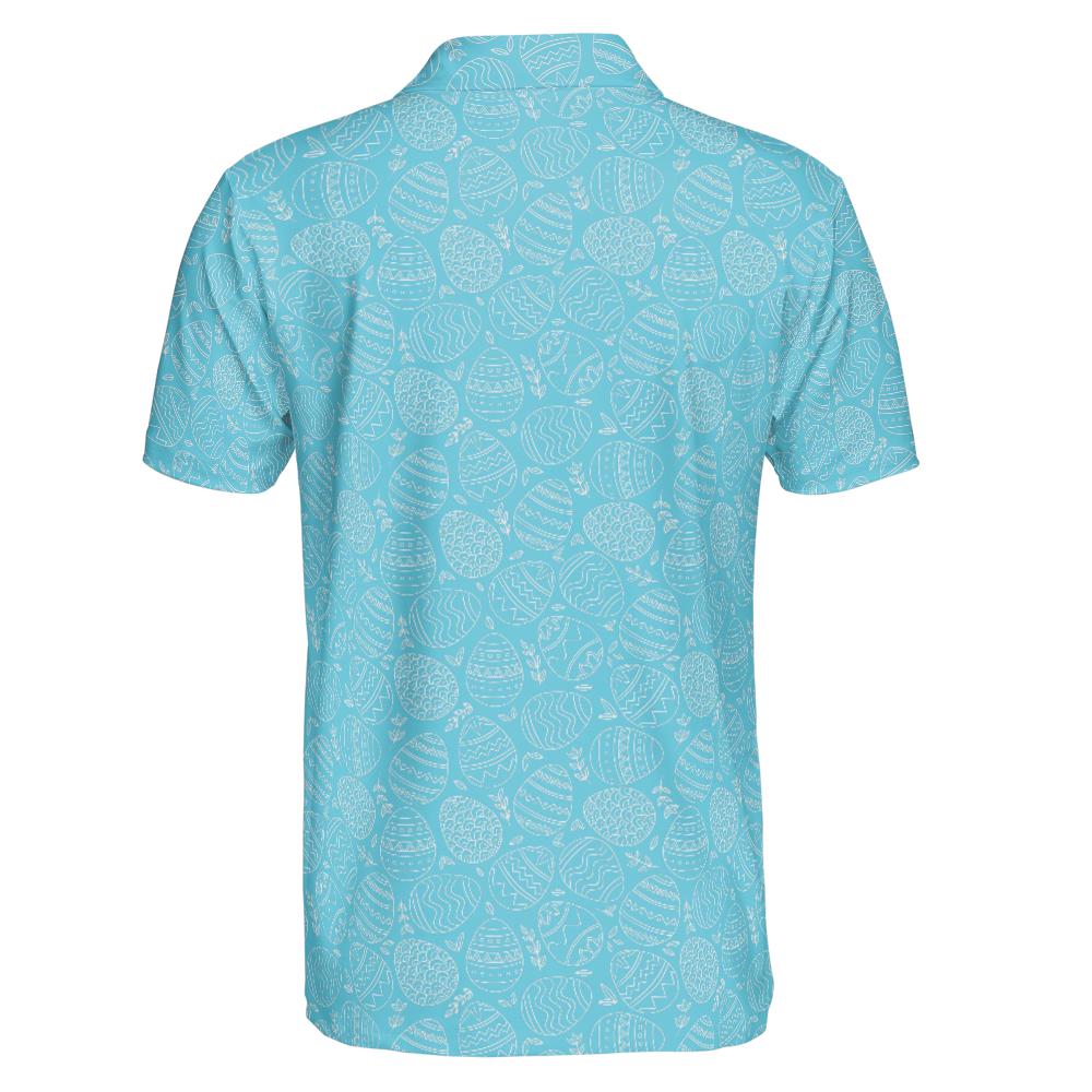 Mens Polo Easter Egg Golf Shirt Blue Moisture Wicking Short Sleeve Polo Shirt
