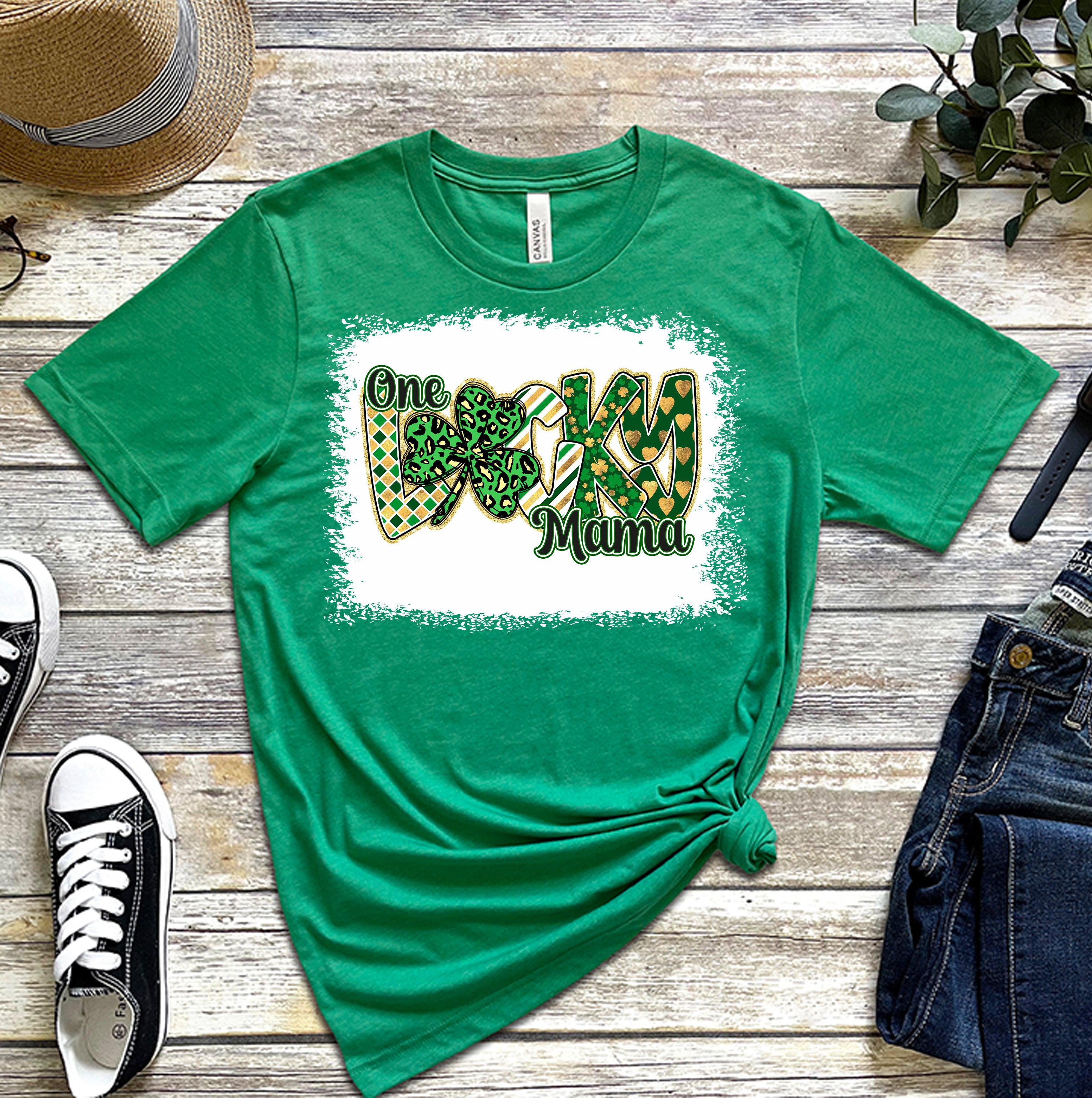 One Lucky Mama Text St. Patrick's Day Womens T-Shirt