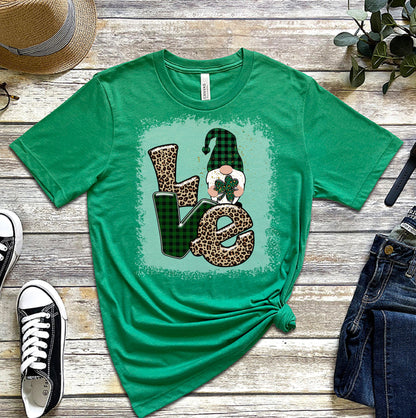 Love Gnome Clover St. Patrick's Day Women's Bella T-Shirt