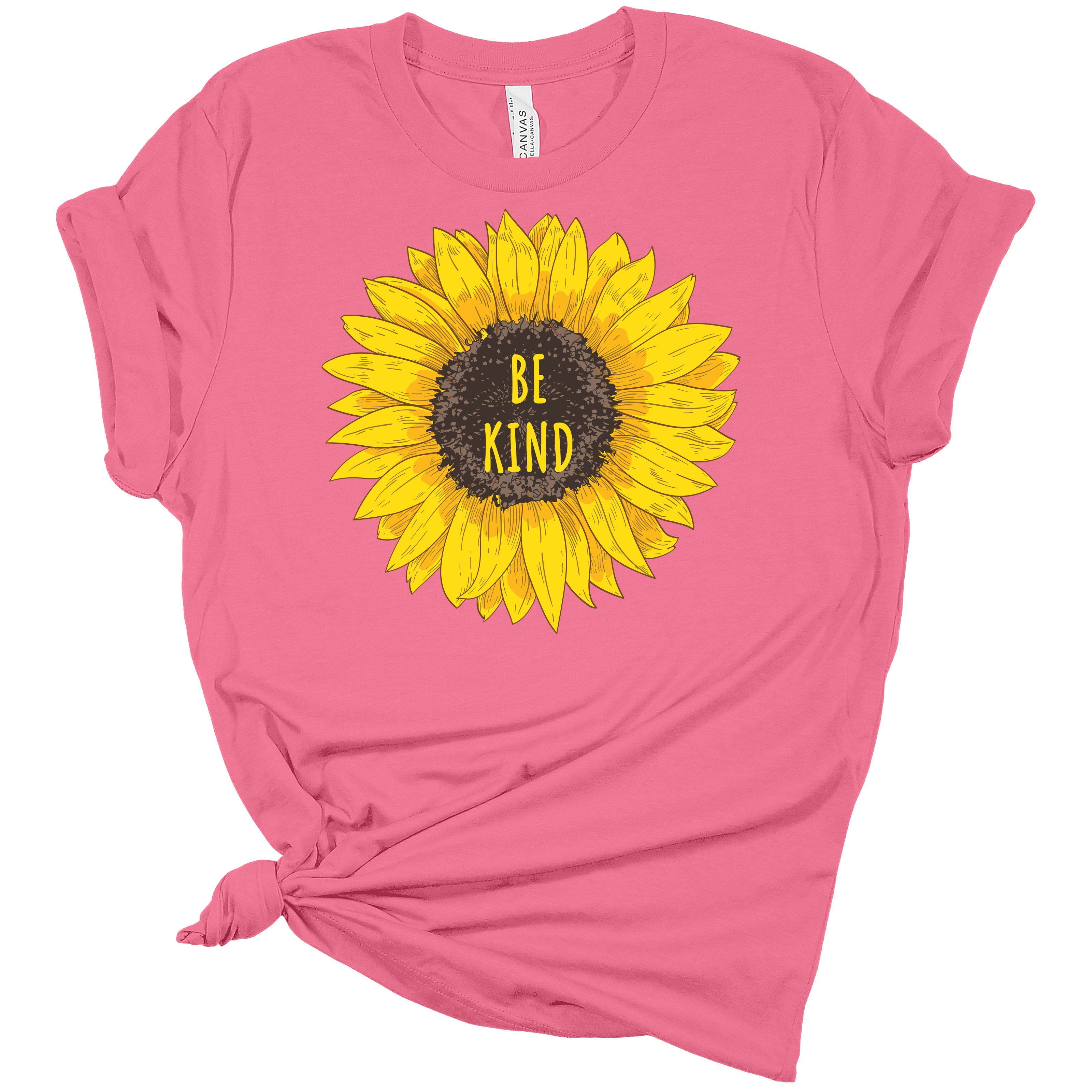Women's Graphic Shirt Be Kind Sunflower Bella Short Sleeve Summer T-Shirt