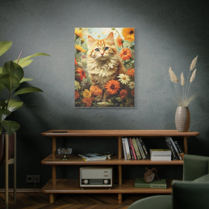 Kitten Floral Orange Cream Stretched Canvas Print 1.25" Thick