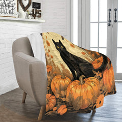 Cat Pumpkin Blanket Ultra-Soft Micro Fleece Blanket 50" x 60"