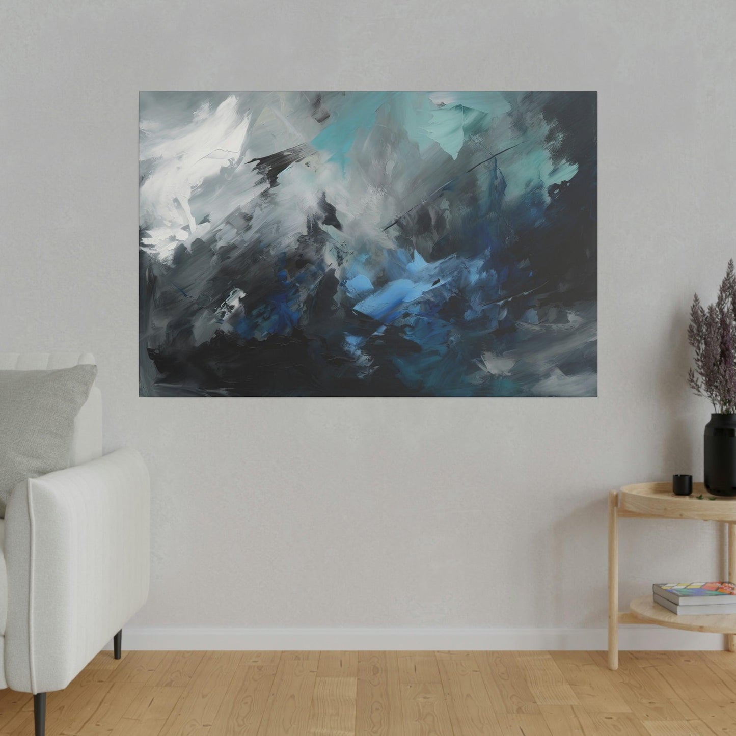 Blue and Grey Wall Art 3 - Abstract Picture Canvas Print Wall Painting Modern Artwork Canvas Wall Art for Living Room Home Office Décor