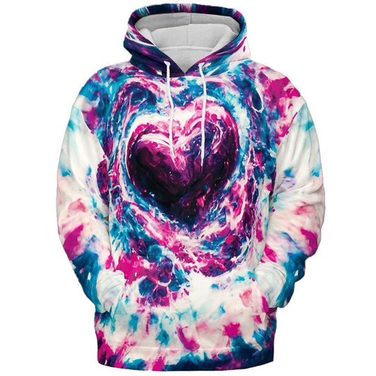 Tie Dye Graphic Hoodies For Women Teen Girls Pulloverweater Galaxy Heart Hoodie