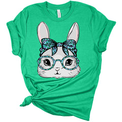 Cute Bunny Face Blue Women's Bella Easter T-Shirt