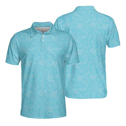 Mens Polo Easter Egg Golf Shirt Blue Moisture Wicking Short Sleeve Polo Shirt