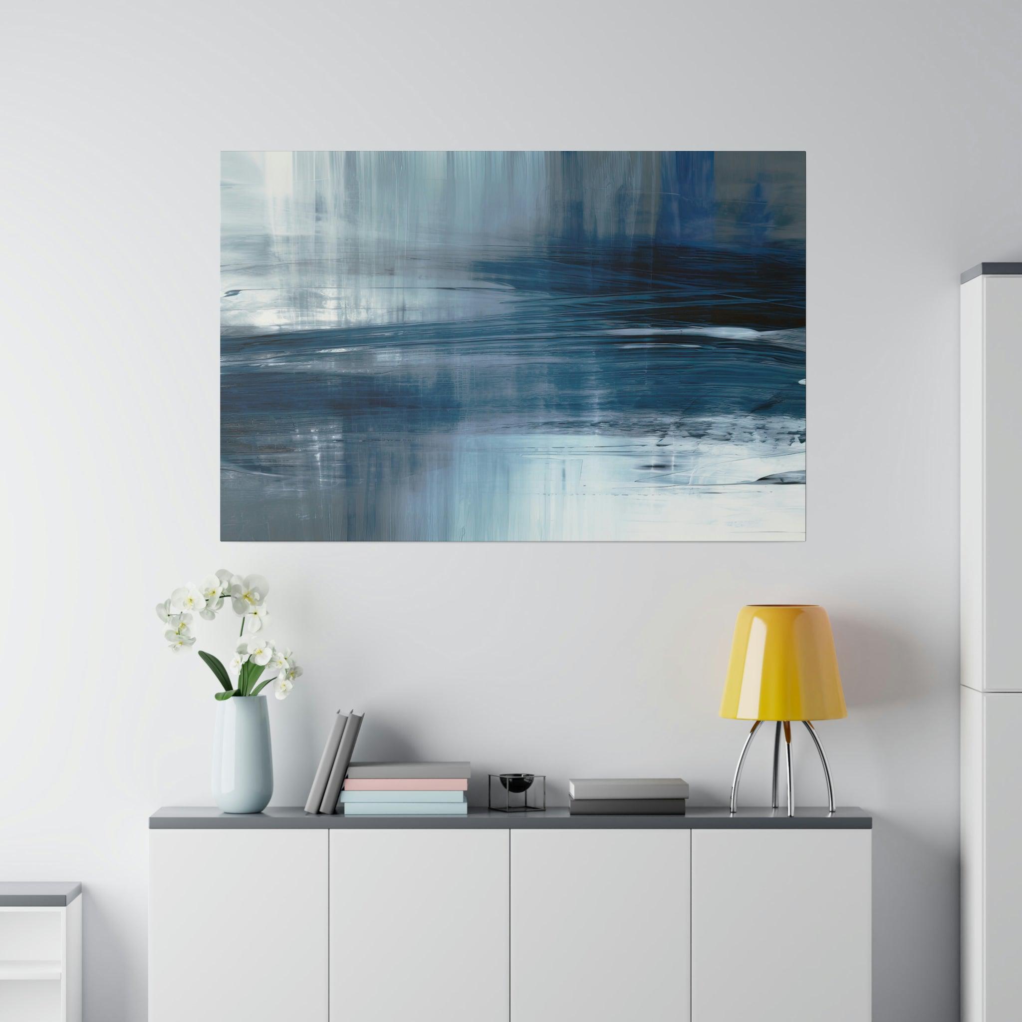 Blue and Grey Wall Art 4- Abstract Picture Canvas Print Wall Painting Modern Artwork Canvas Wall Art for Living Room Home Office Décor