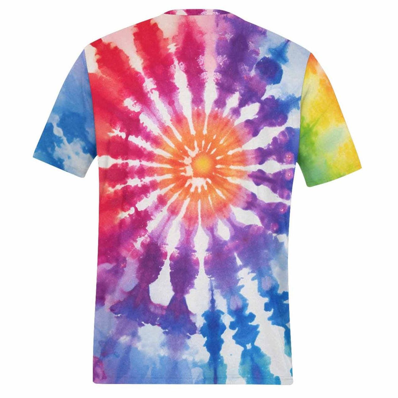 Rainbow Tie Dye Shirts for Women Oversized Groovy Short Sleeve Tops