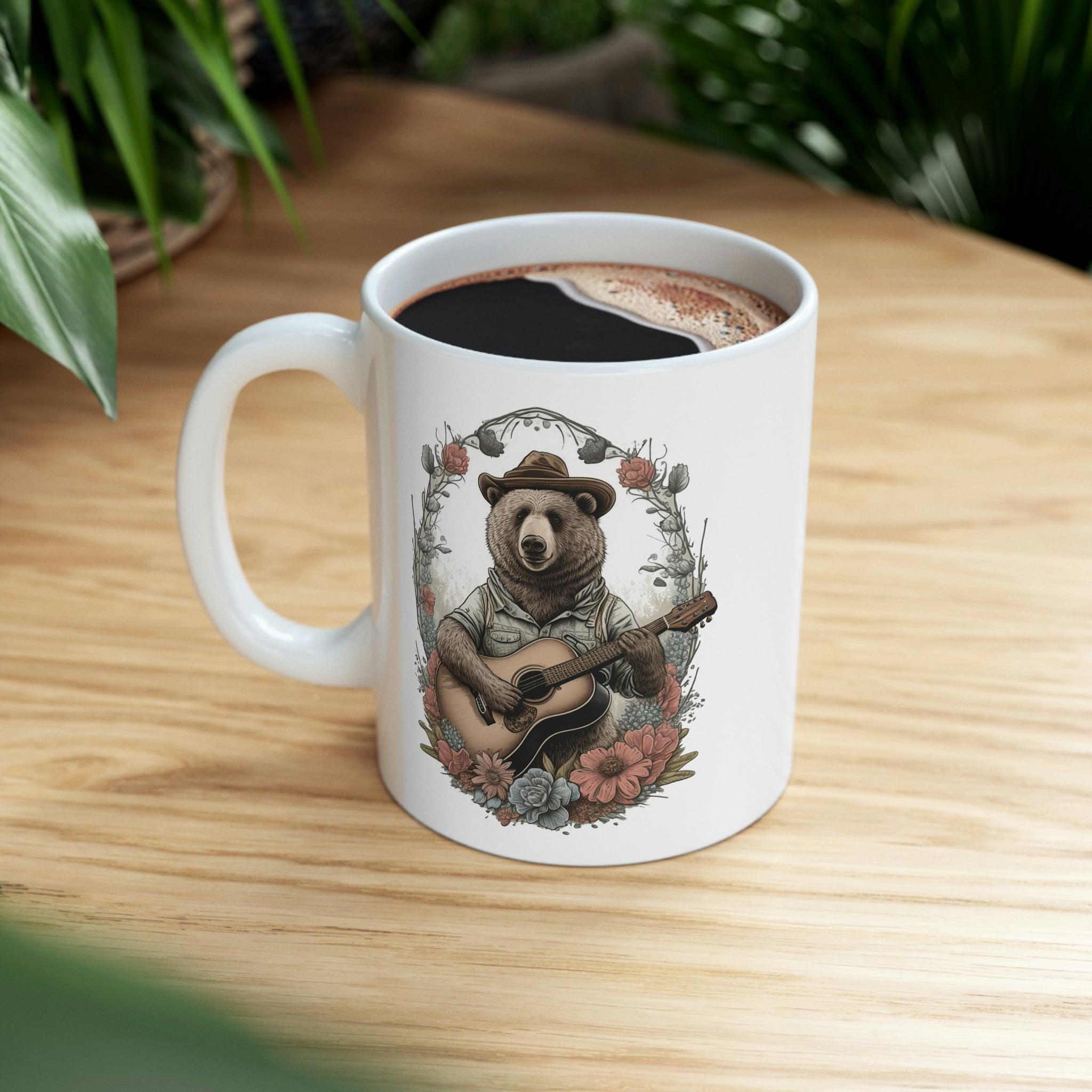 Bear With Hat Playing Guitar Coffee Mug