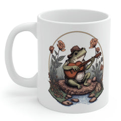 Frog With Hat Playing The Guitar On A Rock Coffee Mug