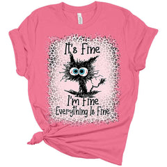 It's Fine I'm Fine Everything is Fine Leopard Fade Print Women's Bella Mom T-Shirt