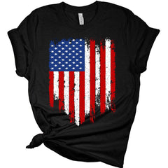 Womens 4th of July Shirts American Flag Distressed Patriotic Tshirts USA Short Sleeve Casual Graphic Tees Plus Size Tops