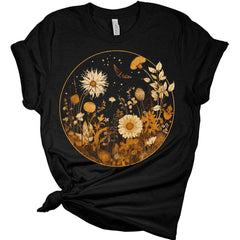 Wildflower T Shirt for Women Vintage Plant Graphic Tees Sunflower Grow Positive Thoughts Shirt Girls Short Sleeve Casual Tees