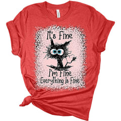 It's Fine I'm Fine Everything is Fine Leopard Fade Print Women's Bella Mom T-Shirt