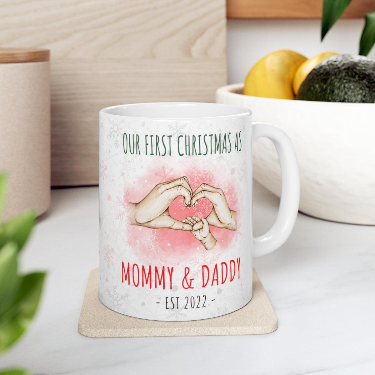 Our First Christmas As Mommy and Daddy New Parents Christmas Gift Coffee Mug