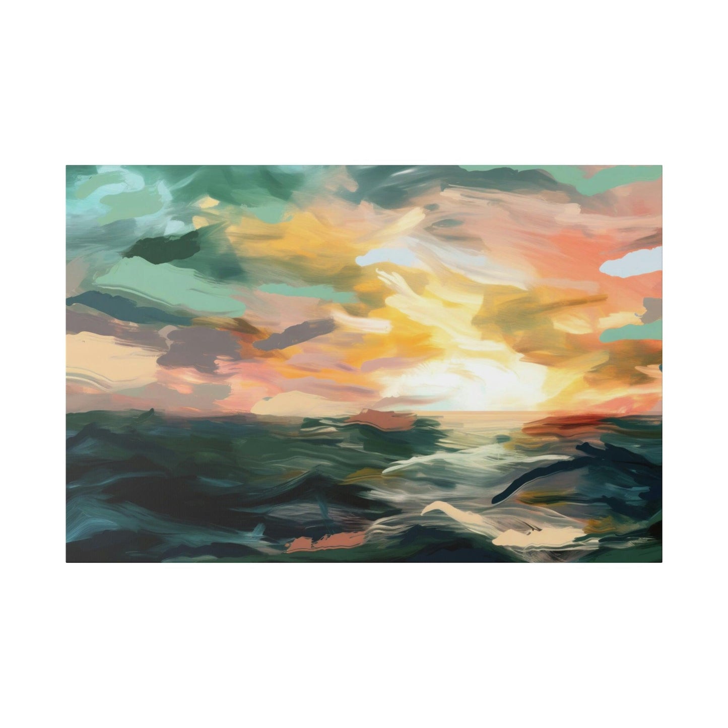 Ocean Sunset 3 Wall Art - Abstract Picture Canvas Print Wall Painting Modern Artwork Wall Art for Living Room Home Office Décor